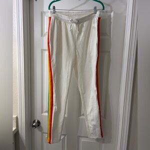 ASOS White Sweatpants with Rainbow Side Stripes